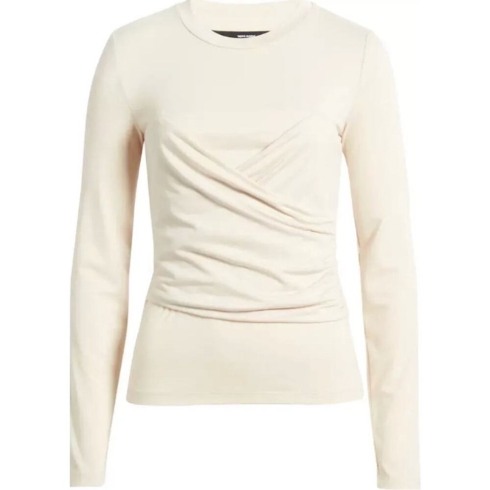 New Vero Moda Nelly Ruched Knit Top Taupe Cream Size M (Runs Small) - Picture 3 of 7